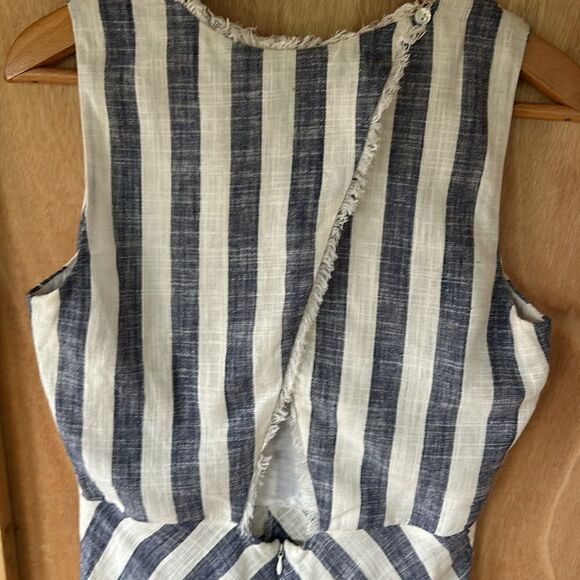 Megan Park Dress Chevron striped sleeveless embroidered maxi back zip cut out 0 - Picture 12 of 17